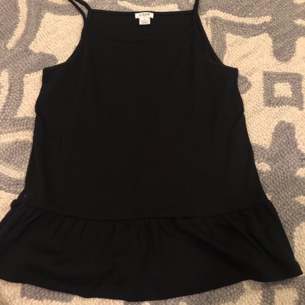 J crew black cotton peplum tank